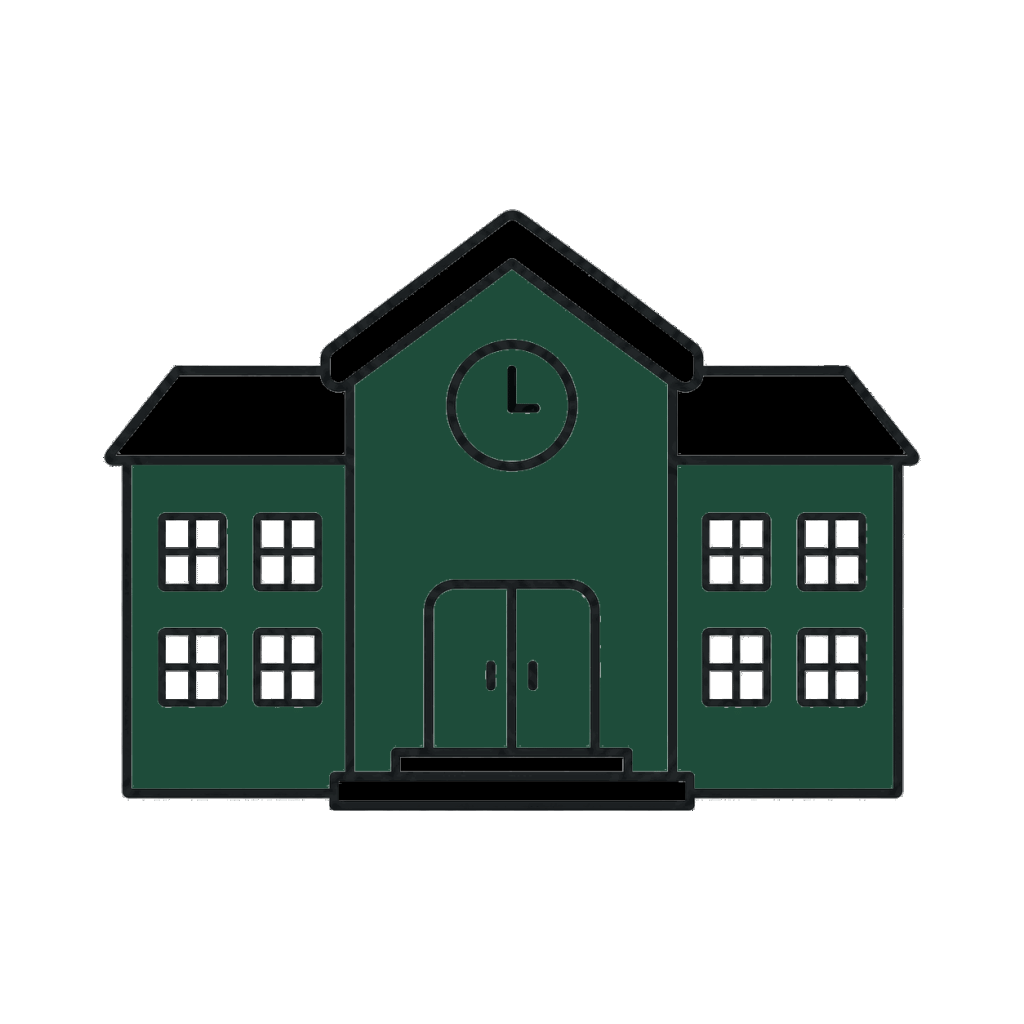 Icon für Mittelschule, Schulhaus grün